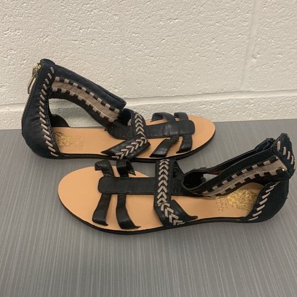 Vince Camuto Senilia Black and Tan Gladiator Braided Detail Sandal Women size 6 - Picture 10 of 15